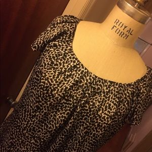 Leopard print silky pullover top, size S